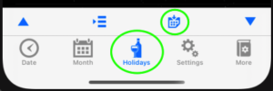 Holidays Tab, Export Button